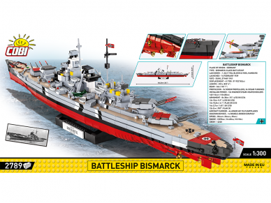 COBI - Конструктор Battleship Bismarck, 1/300, 4841 1 COBI - Конструктор Battleship Bismarck, 1/300, 4841 1