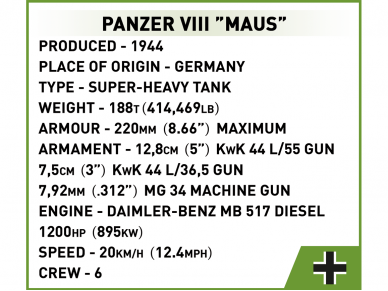 COBI - Konstruktorius Panzer VIII Maus, 1/28, 2559 10