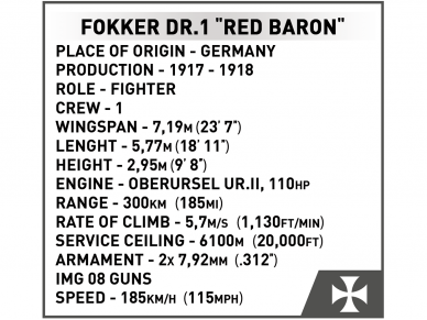 COBI - Plastkonstruktorid Fokker Dr.1 Red Baron, 1/32, 2986 9