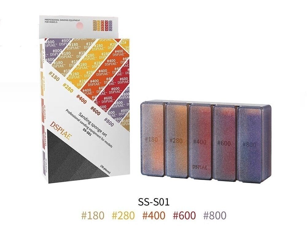 DSPIAE - SS-S01 #180~#800 Sanding Sponge Set (Abrasiivsete käsnade komplekt (30 tk.)), DS56315 DSPIAE - SS-S01 #180~#800 Sanding Sponge Set (Abrasiivsete käsnade komplekt (30 tk.)), DS56315