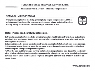DSPIAE - TS-01 TUNGSTEN STEEL TRIANGLE CARVING KNIFE (Gremžtuko geležtė), DS56063 4