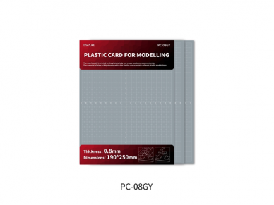 DSPIAE - PC-08GY Plastic Card For Modellin (0,8 mm plastmasas loksnes 3 gab.), DS56735