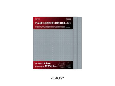 DSPIAE - PC-03GY Plastic Card For Modellin (0,3 mm plastmasas loksnes 3 gab.), DS56713