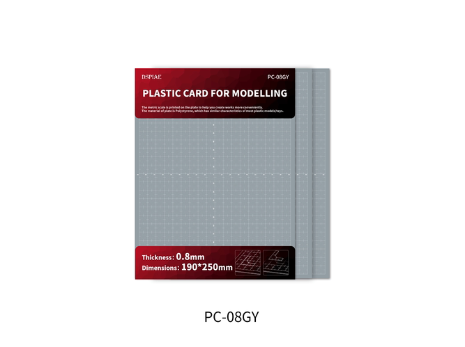 DSPIAE - PC-08GY Plastic Card For Modelling (0.8mm, 3 Sheets), DS56735 DSPIAE - PC-08GY Plastic Card For Modelling (0.8mm, 3 Sheets), DS56735
