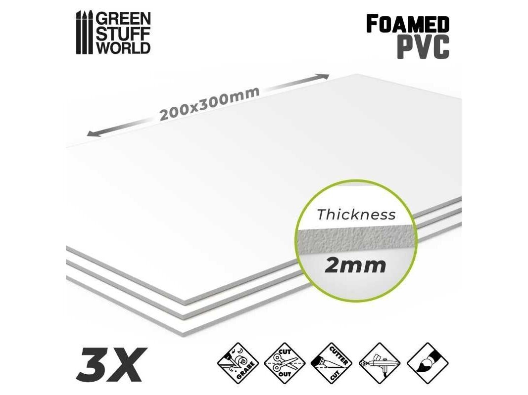 Green stuff world - Foamed PVC 2 mm (Putų PVC lapai 2 mm), 9306 Green stuff world - Foamed PVC 2 mm (Putų PVC lapai 2 mm), 9306