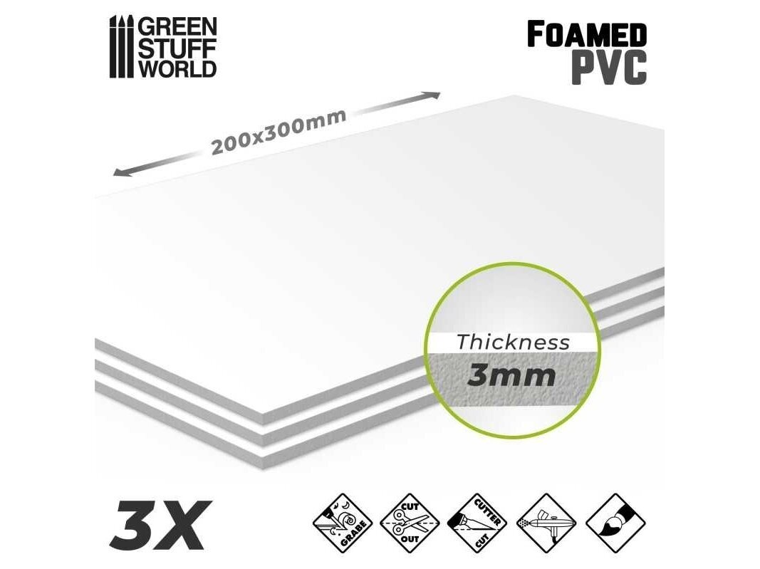 Green stuff world - Foamed PVC 3 mm (Putų PVC lapai 3 mm), 12929 Green stuff world - Foamed PVC 3 mm (Putų PVC lapai 3 mm), 12929