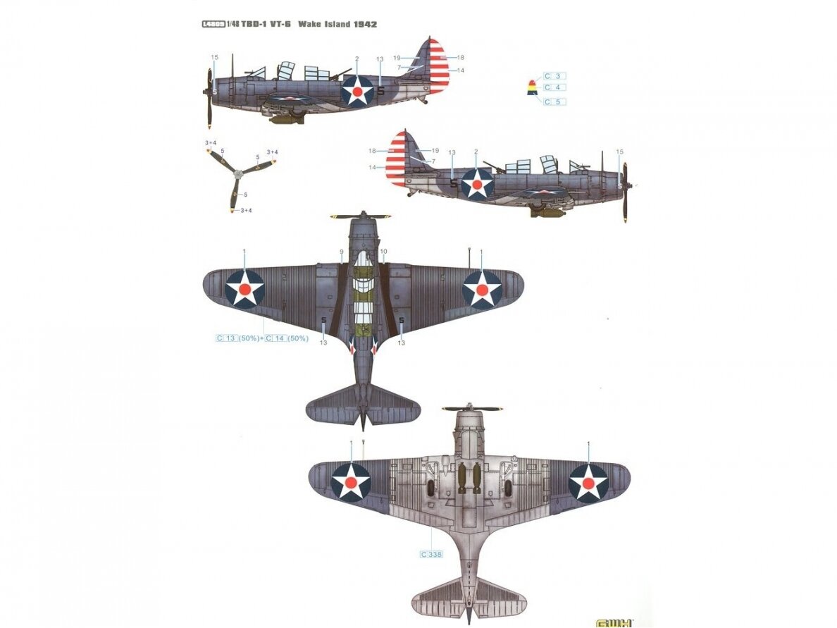 Great Wall Hobby - Douglas TBD-1 Devastator VT-6 at Wake Island 1942, 1/48, L4809 12 Great Wall Hobby - Douglas TBD-1 Devastator VT-6 at Wake Island 1942, 1/48, L4809 12