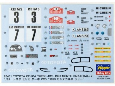 Hasegawa - Toyota Celica Turbo 4WD 1993 Monte Carlo Rally, 1/24, 20401 4