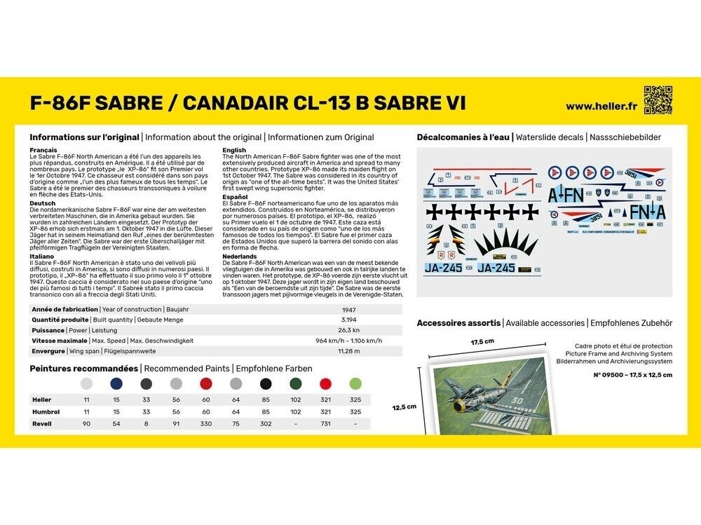 Heller - F-86F Sabre / Canadair CL-13 B Sabre VI dovanų komplektas, 1/72, 56277 1