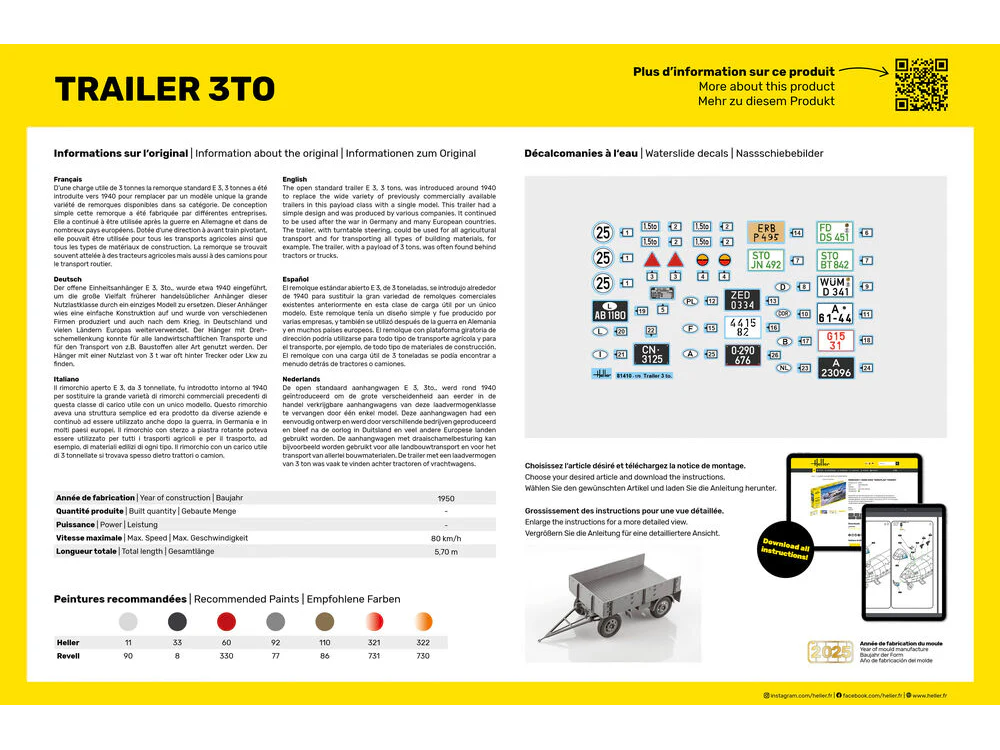 Heller - Trailer 3to, 1/24, 81410 1 Heller - Trailer 3to, 1/24, 81410 1