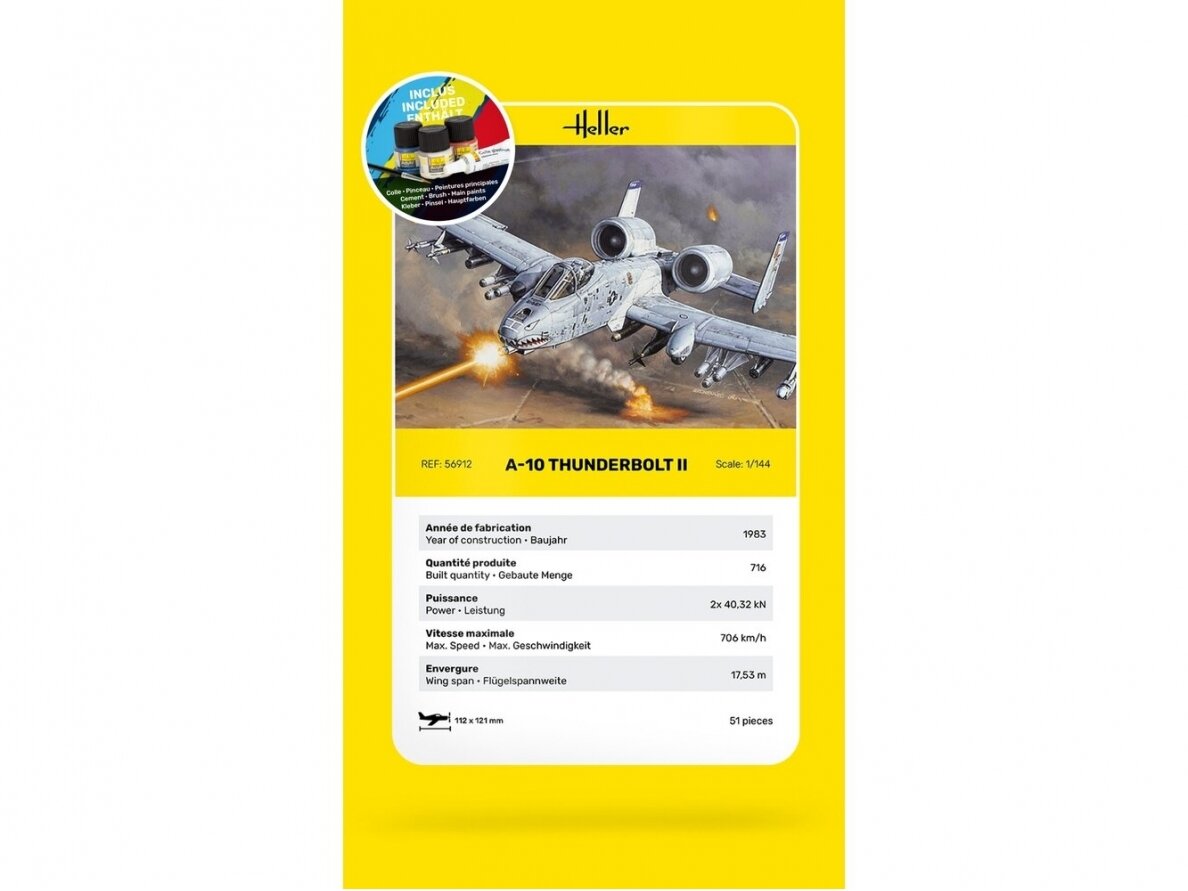 Heller - Fairchild-Republic A-10 Thunderbolt II Model Set, 1/144, 56912 3 Heller - Fairchild-Republic A-10 Thunderbolt II Model Set, 1/144, 56912 3