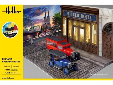 Heller - Diorama Splendid Hotel + 2 cars (Citroen 5CV Trefle and Citroen C4 Splendid Hotel) Model Set, 1/24, 52330 Heller - Diorama Splendid Hotel + 2 cars (Citroen 5CV Trefle and Citroen C4 Splendid Hotel) Model Set, 1/24, 52330