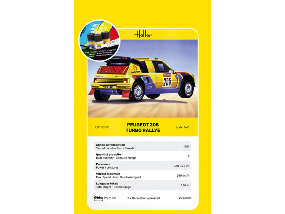 Heller - Peugeot 205 Turbo Rally mudeli komplekt, 1/43, 56189 3