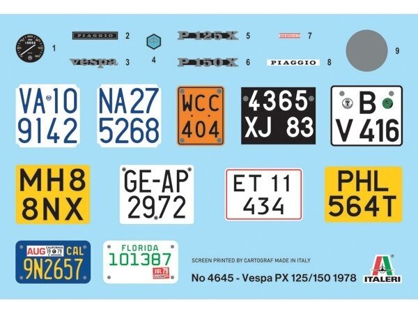 Italeri - Piaggio Vespa PX 125/150 - 1978, 1/9, 4645 14 Italeri - Piaggio Vespa PX 125/150 - 1978, 1/9, 4645 14