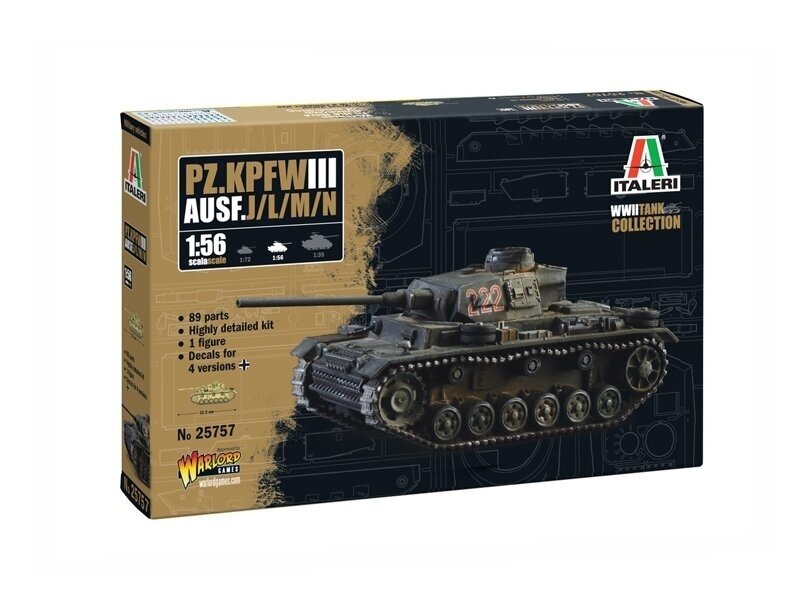 Italeri - Pz. Kpfw. III Ausf. J/L/M/N, 1/56, 25757 Italeri - Pz. Kpfw. III Ausf. J/L/M/N, 1/56, 25757
