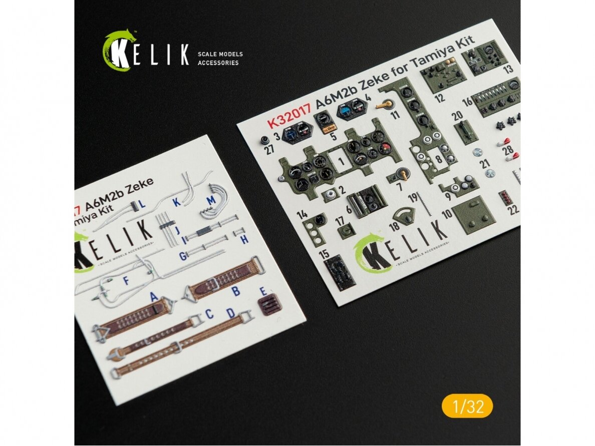 Kelik - Mitsubishi A6M2b Zeke interior 3D decals for Tamiya (3D dekaalid), 1/32, 32017 Kelik - Mitsubishi A6M2b Zeke interior 3D decals for Tamiya (3D dekaalid), 1/32, 32017