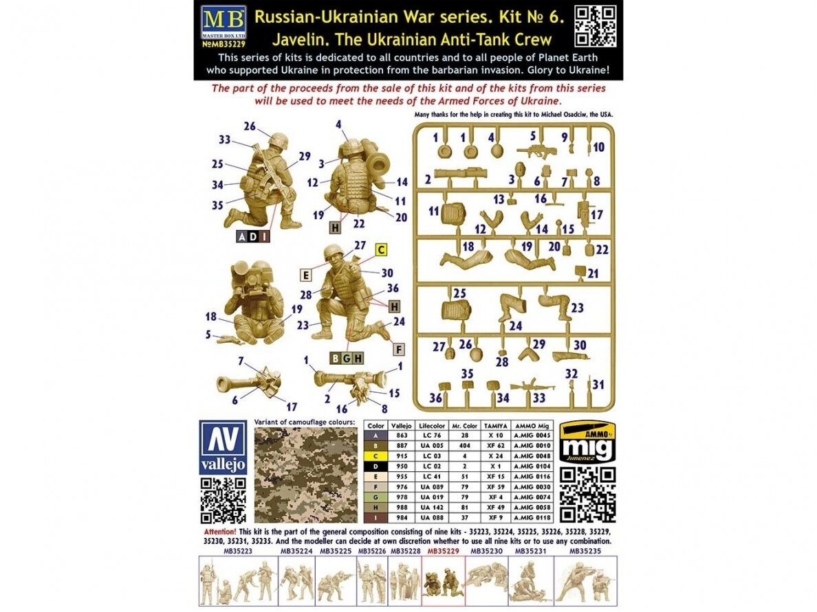 Master Box - Russian-Ukrainian War series, kit № 6 Javelin. The Ukrainian Anti-Tank Crew, 1/35, MB35229 1 Master Box - Russian-Ukrainian War series, kit № 6 Javelin. The Ukrainian Anti-Tank Crew, 1/35, MB35229 1