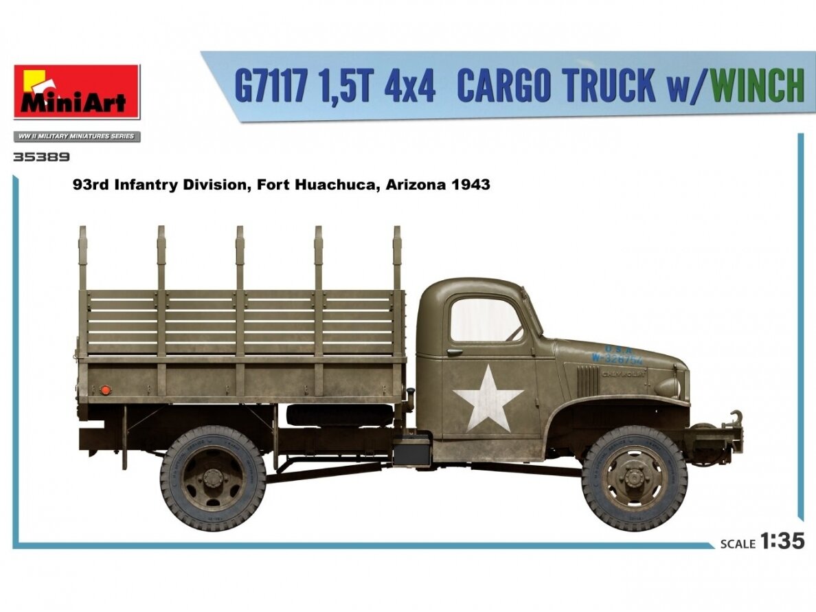 Miniart - Chevrolet G7117 1,5T 4x4 Cargo Truck w/Winch, 1/35, 35389 43 Miniart - Chevrolet G7117 1,5T 4x4 Cargo Truck w/Winch, 1/35, 35389 43