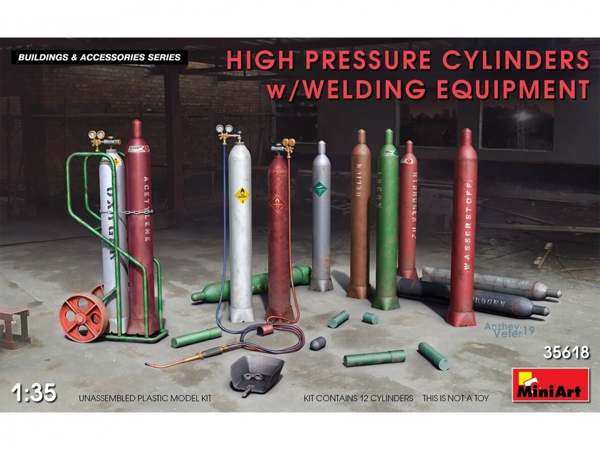 Miniart - High Pressure Cylinders with Welding Equipment, 1/35, 35618 Miniart - High Pressure Cylinders with Welding Equipment, 1/35, 35618