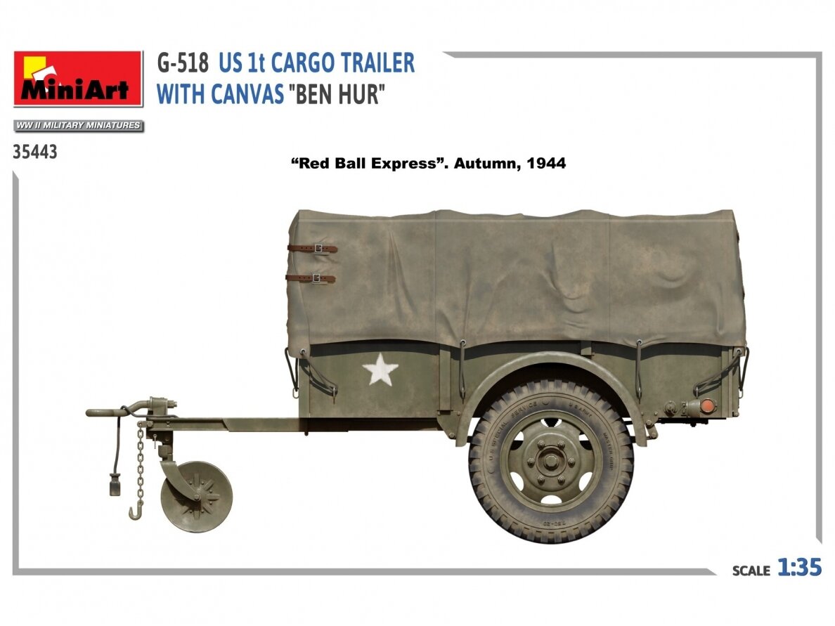 Miniart - G-518 US 1 ton Cargo Trailer Ben Hur w/Canvas, 1/35, 35443 20 Miniart - G-518 US 1 ton Cargo Trailer Ben Hur w/Canvas, 1/35, 35443 20