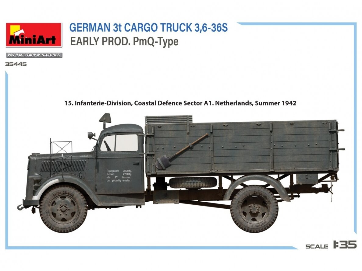 Miniart - German Opel Blitz 3t Cargo Truck 3,6-36S Early Prod. PmQ-Type, 1/35, 35445 38 Miniart - German Opel Blitz 3t Cargo Truck 3,6-36S Early Prod. PmQ-Type, 1/35, 35445 38