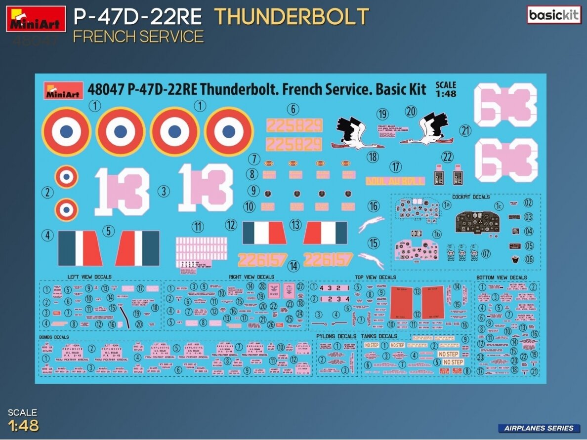 Miniart - Republic P-47D-22RE Thunderbolt French Service Basic Kit, 1/48, 48047 16 Miniart - Republic P-47D-22RE Thunderbolt French Service Basic Kit, 1/48, 48047 16