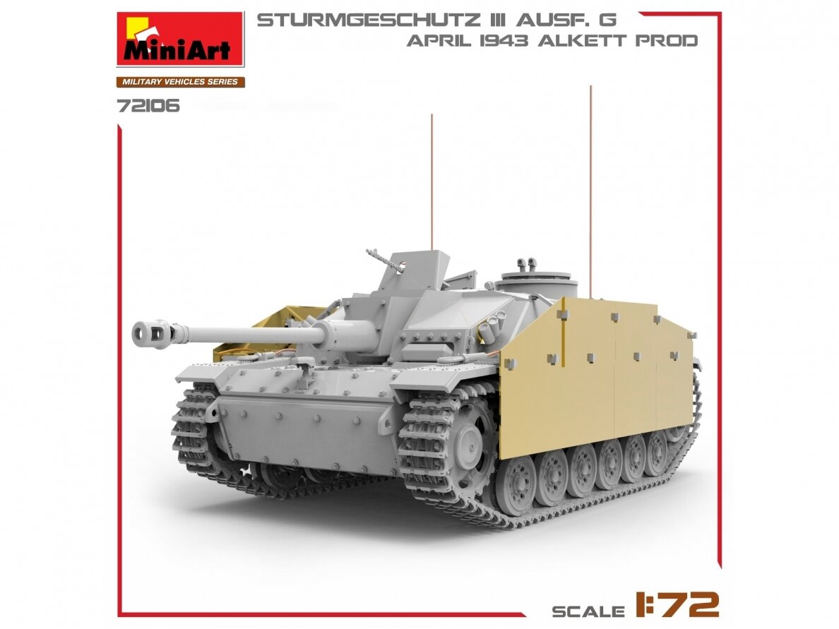 Miniart - Sturmgeschütz StuG III Ausf. G April 1943 Alkett Prod., 1/72, 72106 5 Miniart - Sturmgeschütz StuG III Ausf. G April 1943 Alkett Prod., 1/72, 72106 5