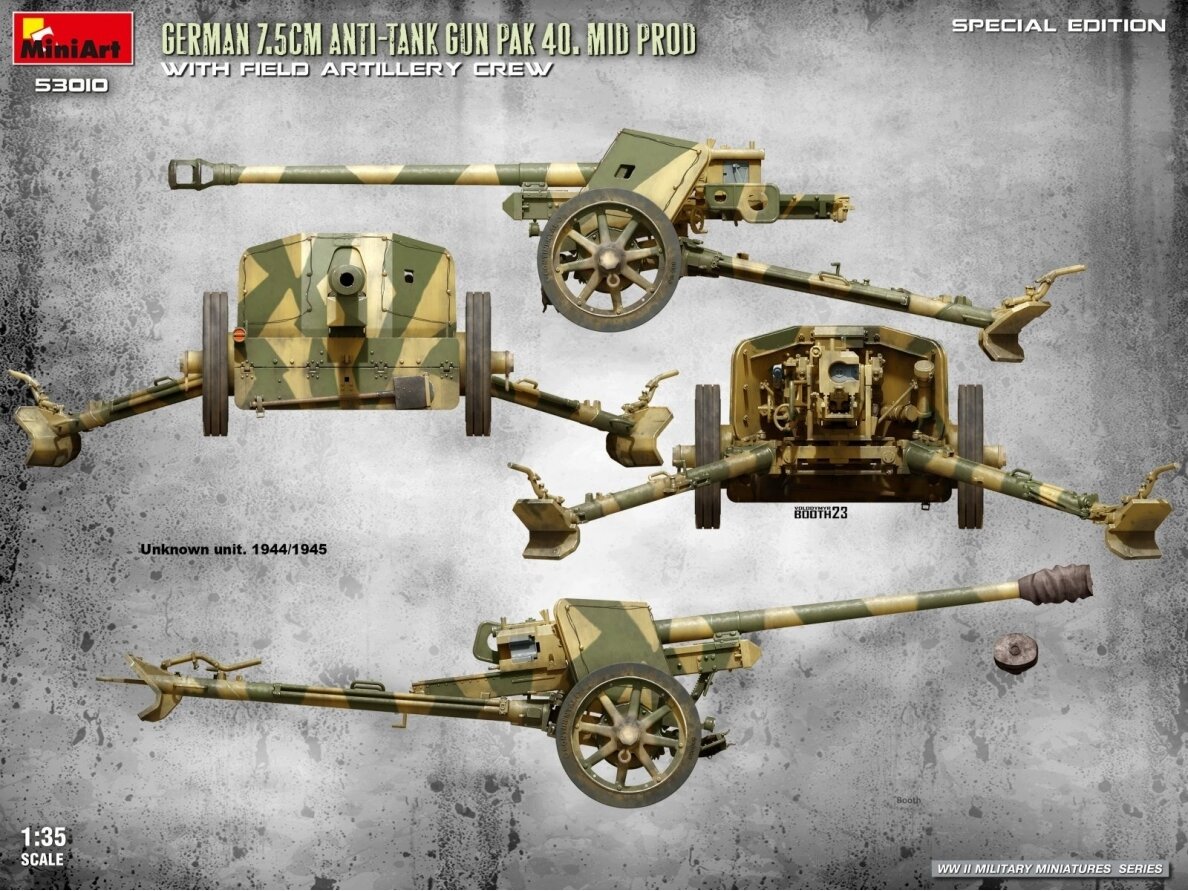 Miniart - German 7.5cm Anti-Tank Gun PaK 40. Mid Prod w/ Artillery Crew Special Edition, 1/35, 53010 26 Miniart - German 7.5cm Anti-Tank Gun PaK 40. Mid Prod w/ Artillery Crew Special Edition, 1/35, 53010 26