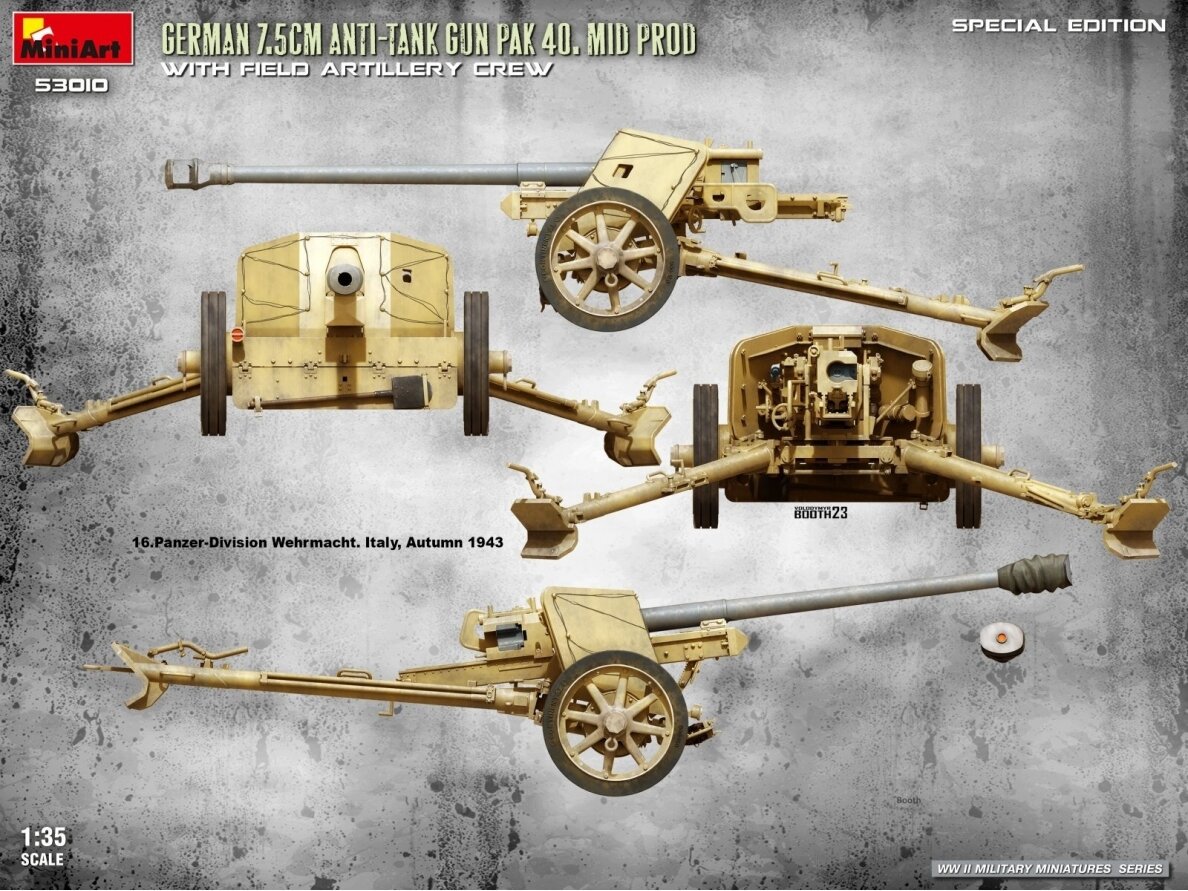 Miniart - German 7.5cm Anti-Tank Gun PaK 40. Mid Prod w/ Artillery Crew Special Edition, 1/35, 53010 27