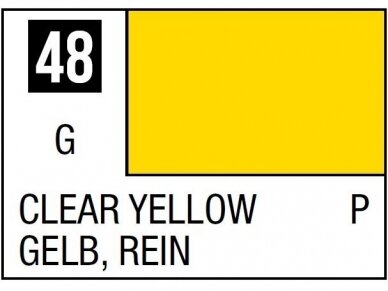 Mr.Hobby - Mr.Color serijos nitro dažai C-048 Clear Yellow, 10ml Mr.Hobby - Mr.Color serijos nitro dažai C-048 Clear Yellow, 10ml