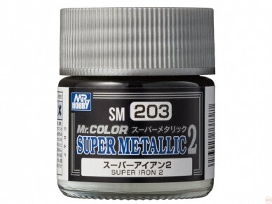 Mr.Hobby - Mr. Color Super Metallic Colors II serijos nitro dažai metalikas SM-203 Super Iron II, 10ml