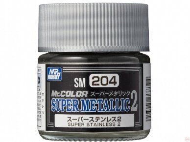 Mr.Hobby - Mr. Color Super Metallic Colors II serijos nitro dažai metalikas SM-204 Super Stainless II, 10ml