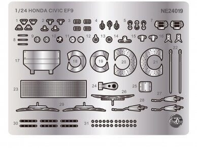 NuNu - Racing Series Honda Civic EF-9 1992 TI Circuit IDA Gr.A 300km Race Modelio papildymų rinkinys, 1/24, E24019 1