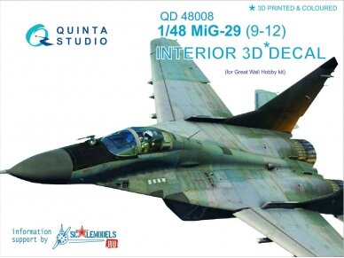 QUINTA STUDIO - 1/48 MiG-29 (9-12) Interior 3D Decal (for GWH kit) (decals), 1/48, 48008