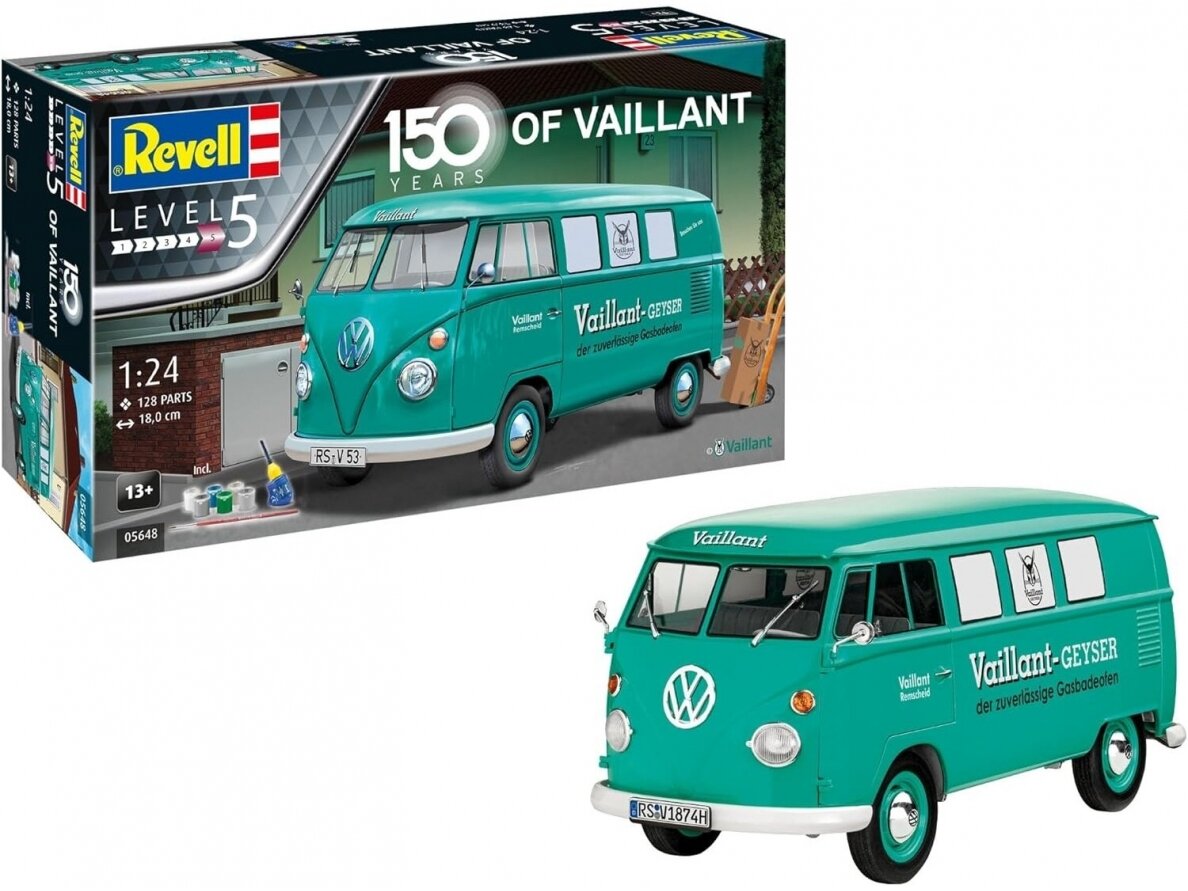 Revell - 150 years of Vaillant Volkswagen T1 Bus mudeli komplekt, 1/24, 05648 Revell - 150 years of Vaillant Volkswagen T1 Bus mudeli komplekt, 1/24, 05648