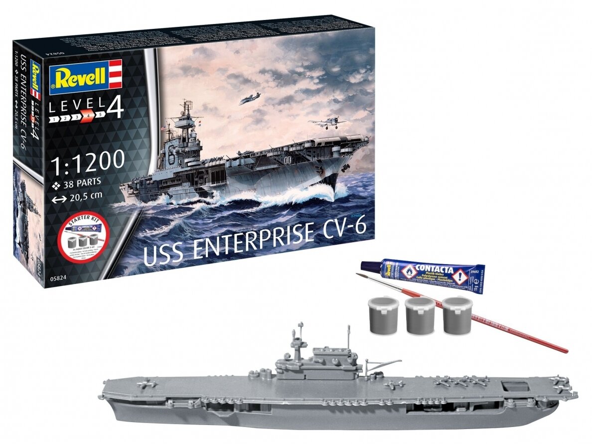 Revell - USS Enterprise CV-6 подарочный набор, 1/1200, 75824 Revell - USS Enterprise CV-6 подарочный набор, 1/1200, 75824