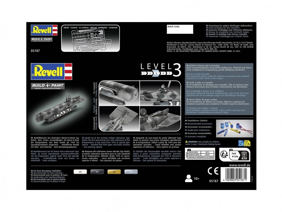 Revell - German Midget Submarine Type Molch, 1/72, 05187 2 Revell - German Midget Submarine Type Molch, 1/72, 05187 2