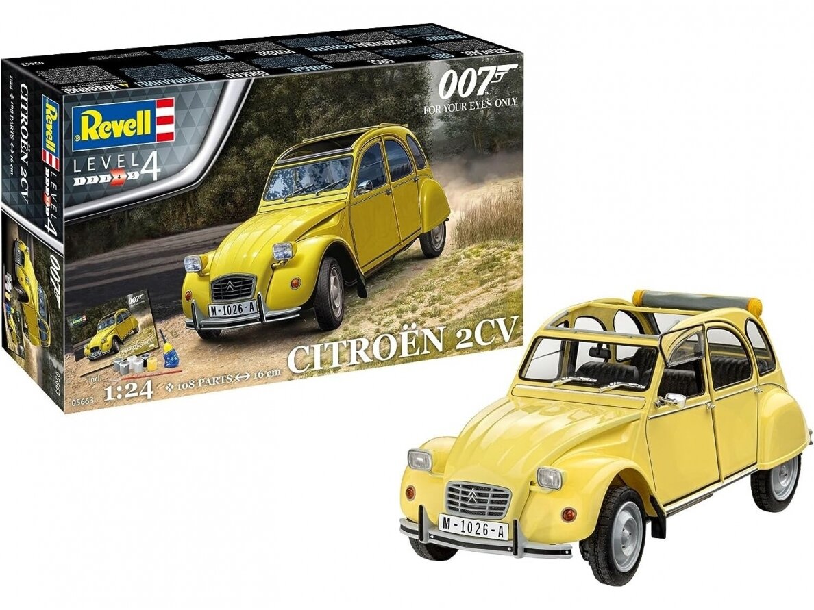 Revell - James Bond 007 "For Your Eyes Only" Citroen 2CV dāvanu komplekts, 1/24, 05663 Revell - James Bond 007 "For Your Eyes Only" Citroen 2CV dāvanu komplekts, 1/24, 05663