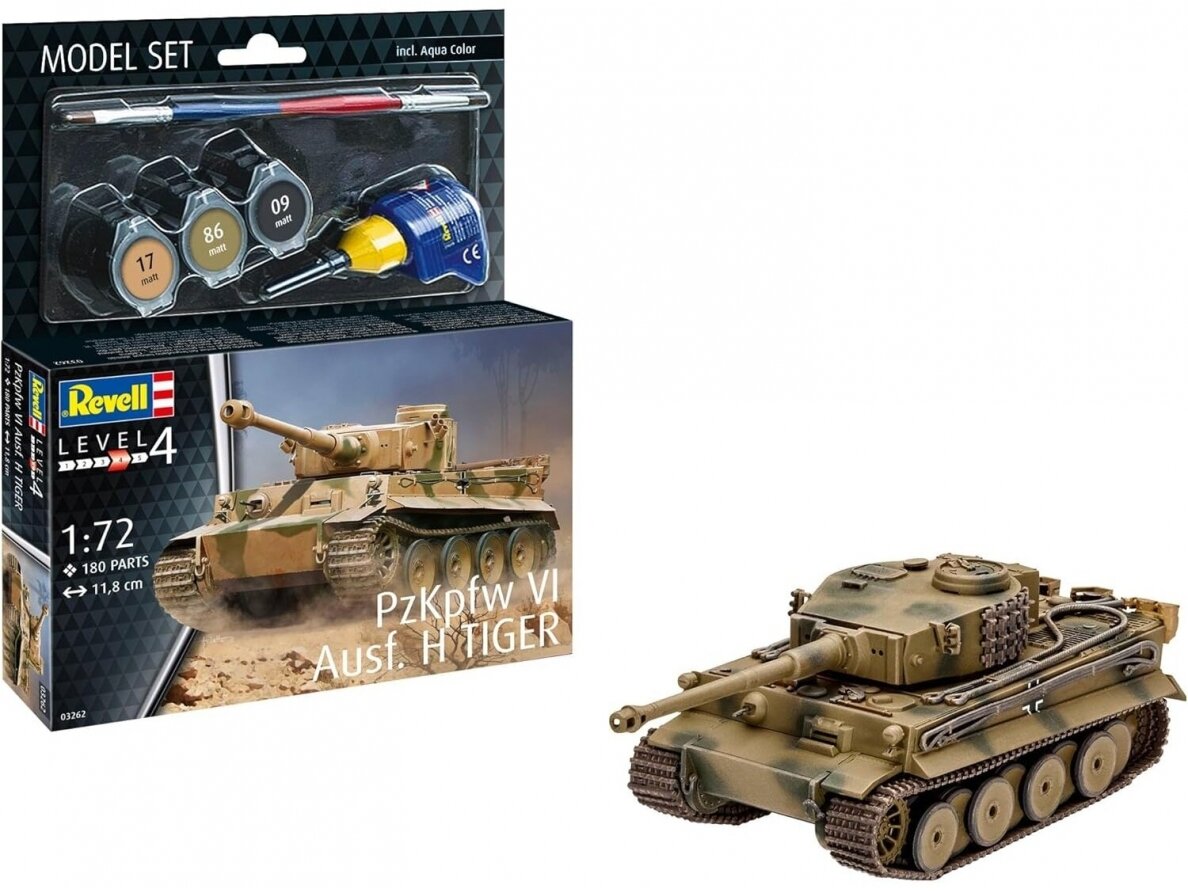 Revell - PzKpfw VI Ausf. H Tiger Model Set, 1/72, 63262 Revell - PzKpfw VI Ausf. H Tiger Model Set, 1/72, 63262