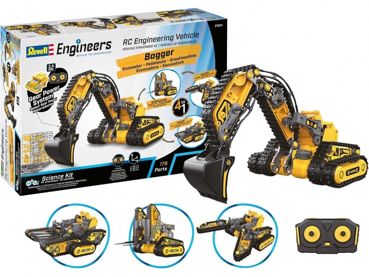 Revell - Radijo bangomis valdomas RC Engineering Vehicle 4in1: Revell Engineers, 21304 Revell - Radijo bangomis valdomas RC Engineering Vehicle 4in1: Revell Engineers, 21304