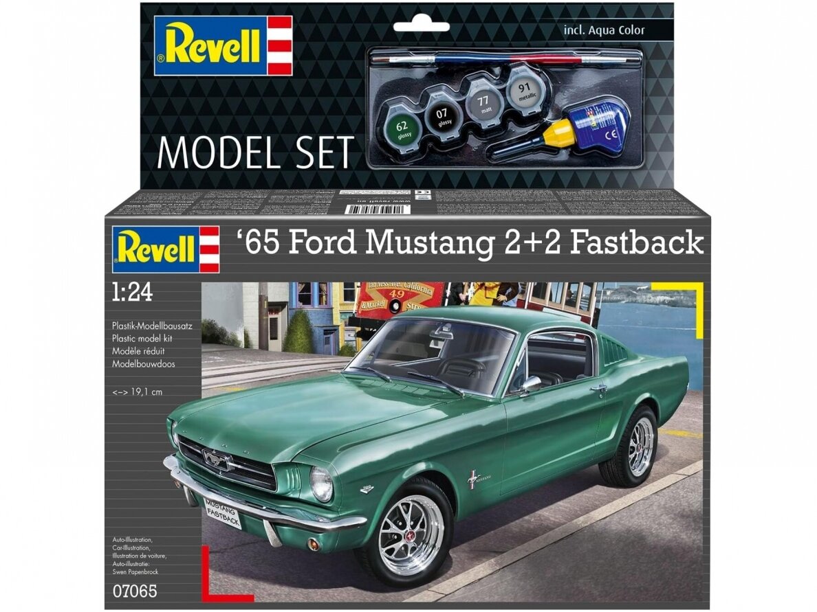 Revell - 1965 Ford Mustang 2+2 Fastback dovanų komplektas, 1/24, 67065 1 Revell - 1965 Ford Mustang 2+2 Fastback dovanų komplektas, 1/24, 67065 1