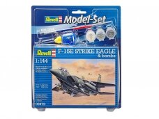 Revell - F-15E STRIKE EAGLE & bombs dovanų komplektas, 1/144, 63972