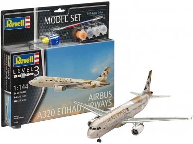 Revell - Airbus A320 ETIHAD AIRWAYS Model Set, 1/144, 63968