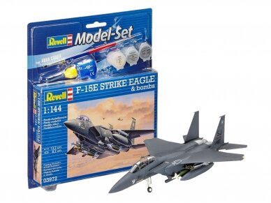 Revell - F-15E STRIKE EAGLE & bombs dovanų komplektas, 1/144, 63972