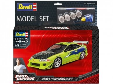 Revell - Set Fast & Furious Brian's 1995 Mitsubishi Eclipse Model Set, 1/25, 67691