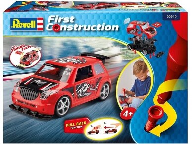 Revell - First Construction Race Car with Pullback Engine Rally Car, raudona, 1/20, 00910 1