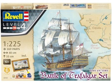 Revell - Battle of Trafalgar Set Admiral Nelson's Flagship "HMS Victory" Dovanų komplektas, 1/225, 05767 1