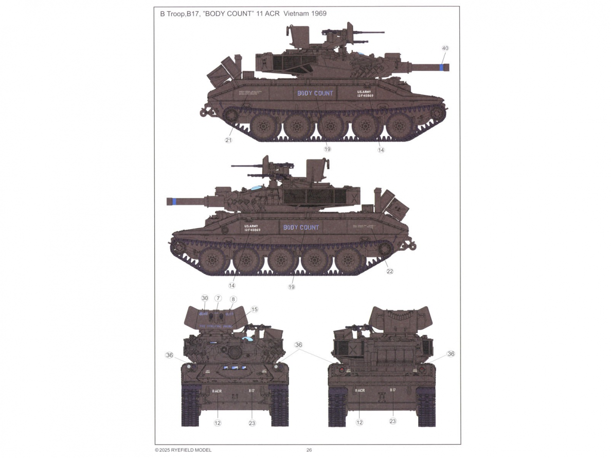 Rye Field Model - M551 Light Tank Sheridan Vietnam War, 1/35, RFM-5142 15 Rye Field Model - M551 Light Tank Sheridan Vietnam War, 1/35, RFM-5142 15
