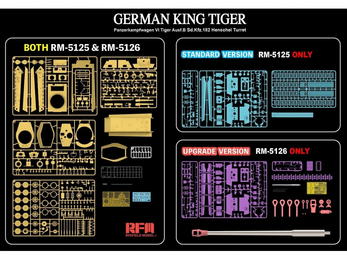 Rye Field Model - German King Tiger Panzerkampfwagen VI Tiger Ausf.B Sd.Kfz. 182 Henschel Turret Standard Version, 1/35, 5125 4 Rye Field Model - German King Tiger Panzerkampfwagen VI Tiger Ausf.B Sd.Kfz. 182 Henschel Turret Standard Version, 1/35, 5125 4