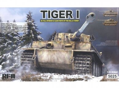 Rye Field Model - German Tiger I Early Production Wittmann's Tiger No. 504 su pilnu interjeru ir skaidriomis dalimis, "veikiantys" vikšrai, 1/35, RFM-5025